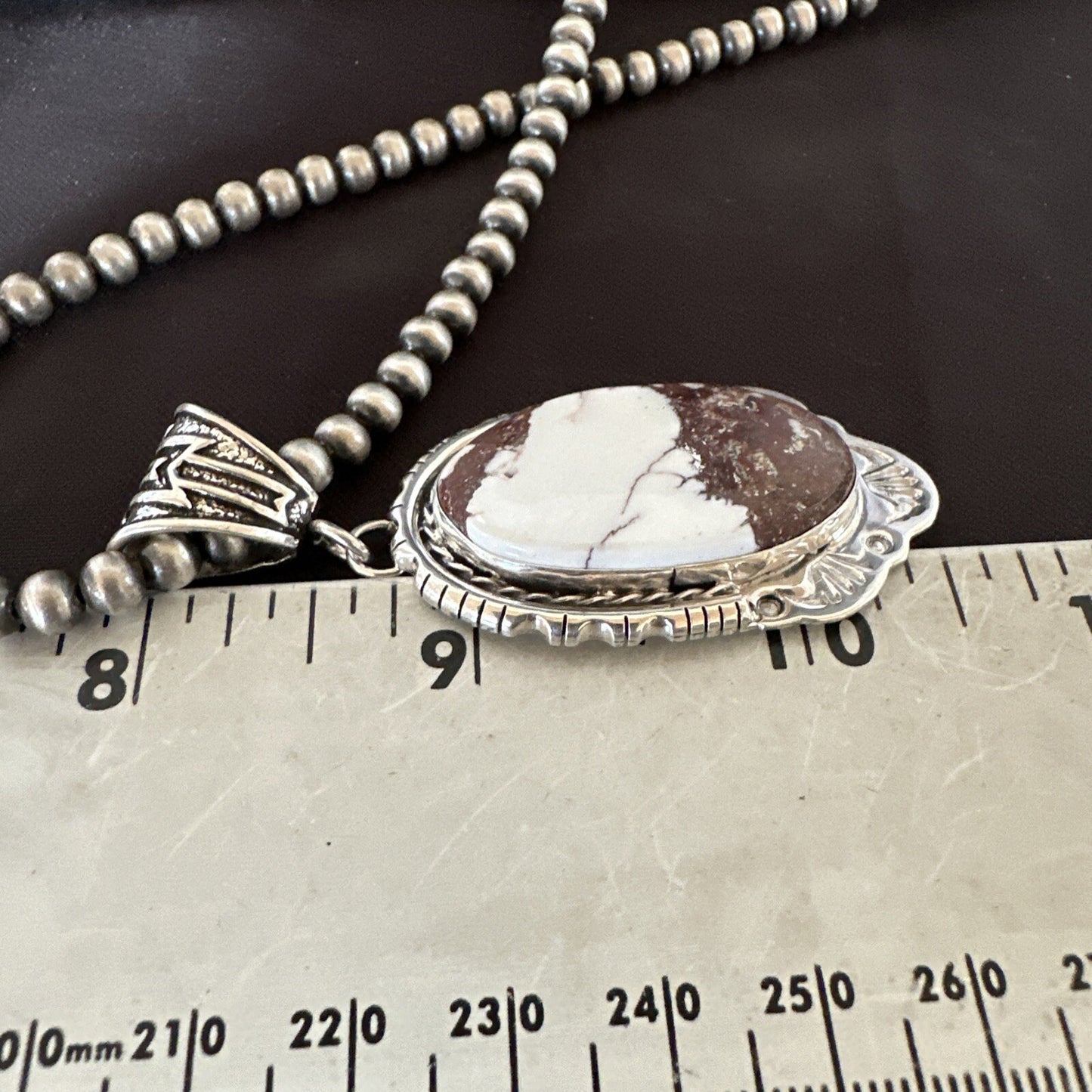 Wild Horse Turquoise Pendant Sterling Silver Beads Necklace 18023