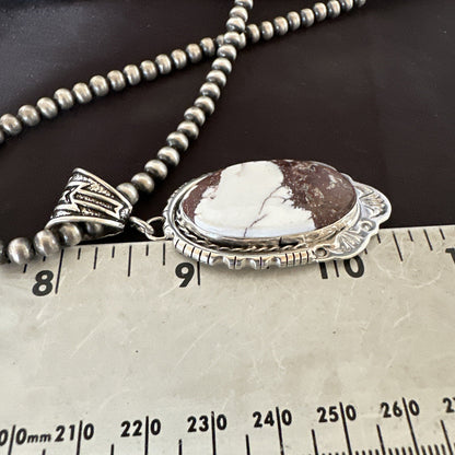 Wild Horse Turquoise Pendant Sterling Silver Beads Necklace 18023