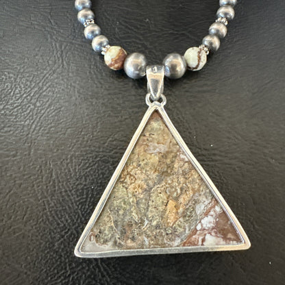Mens Womens Wild Horse Turquoise Pendant Navajo Sterling Silver Necklace 19576