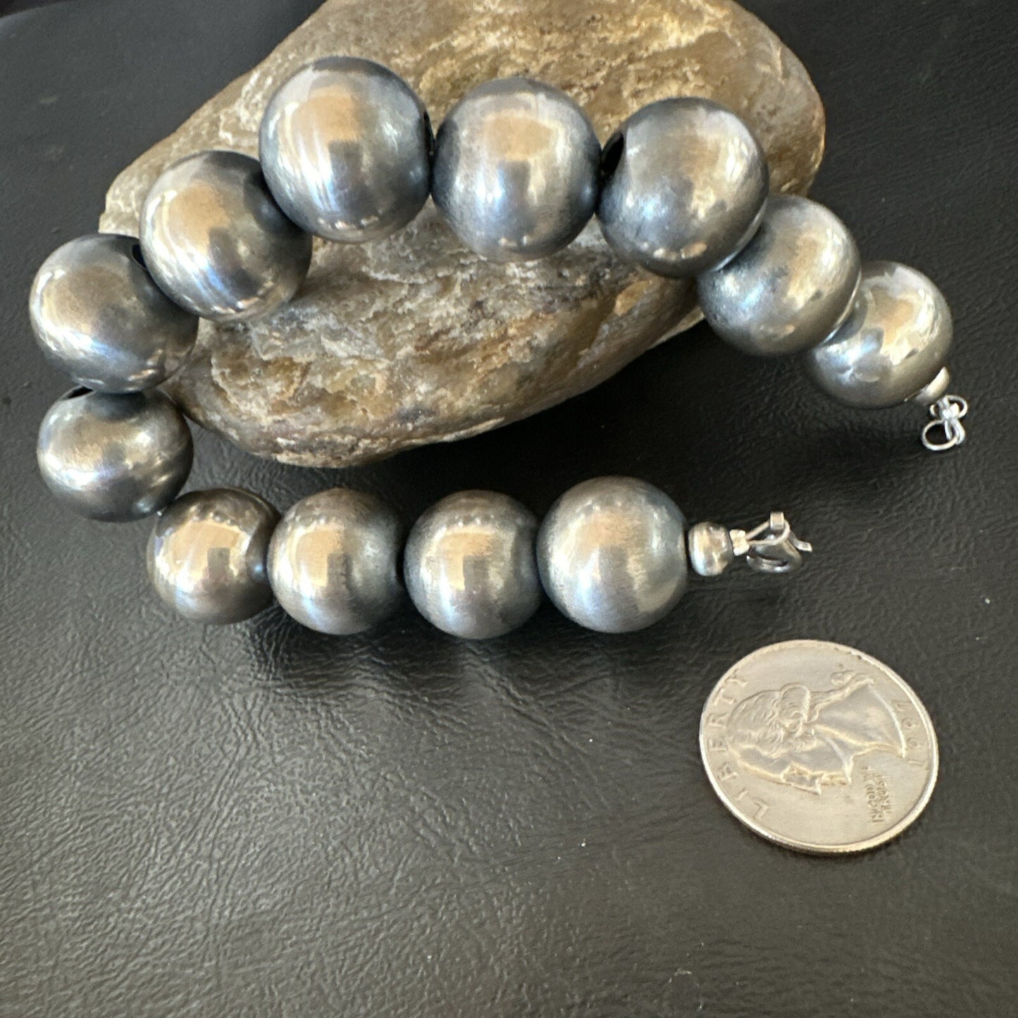 18mm Round Beads 8” Sterling Silver Beads Bracelet 91808