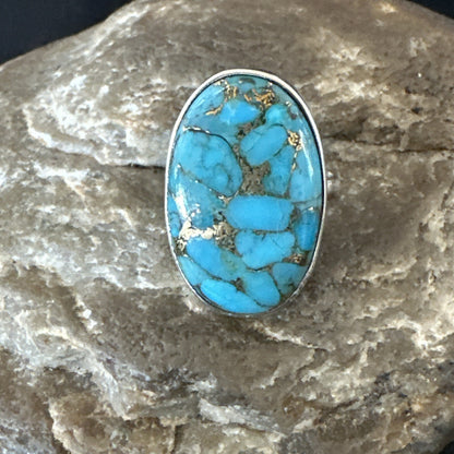 Mohave Native Navajo Sterling Silver Blue Turquoise Ring Sz 7 18241