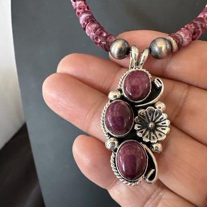 Sterling Purple Spiny Sugilite Pendant Navajo Silver Necklace 19608