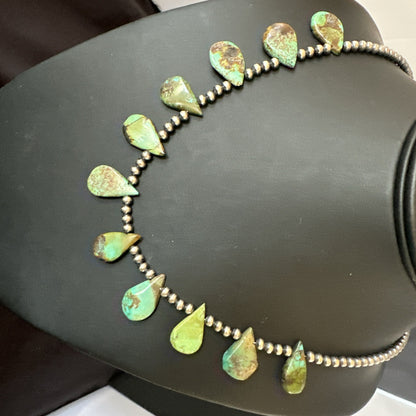 Navajo Pearls Sterling Silver Royston Turquoise 20" Necklace 00484