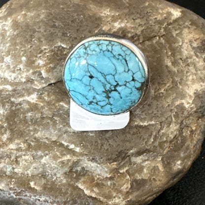 Blue Turquoise#8 Southwestern Sterling Silver Ring Size 8 19742