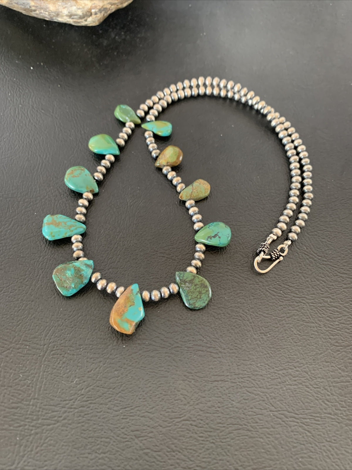 Royston Turquoise Sterling Silver Beads Necklace 02184