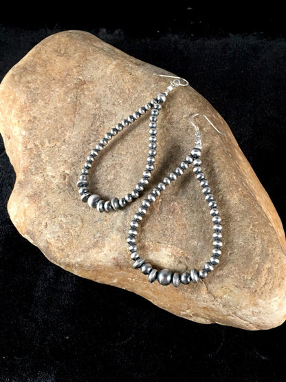 Native American Bead Sterling Silver Earrings 10091