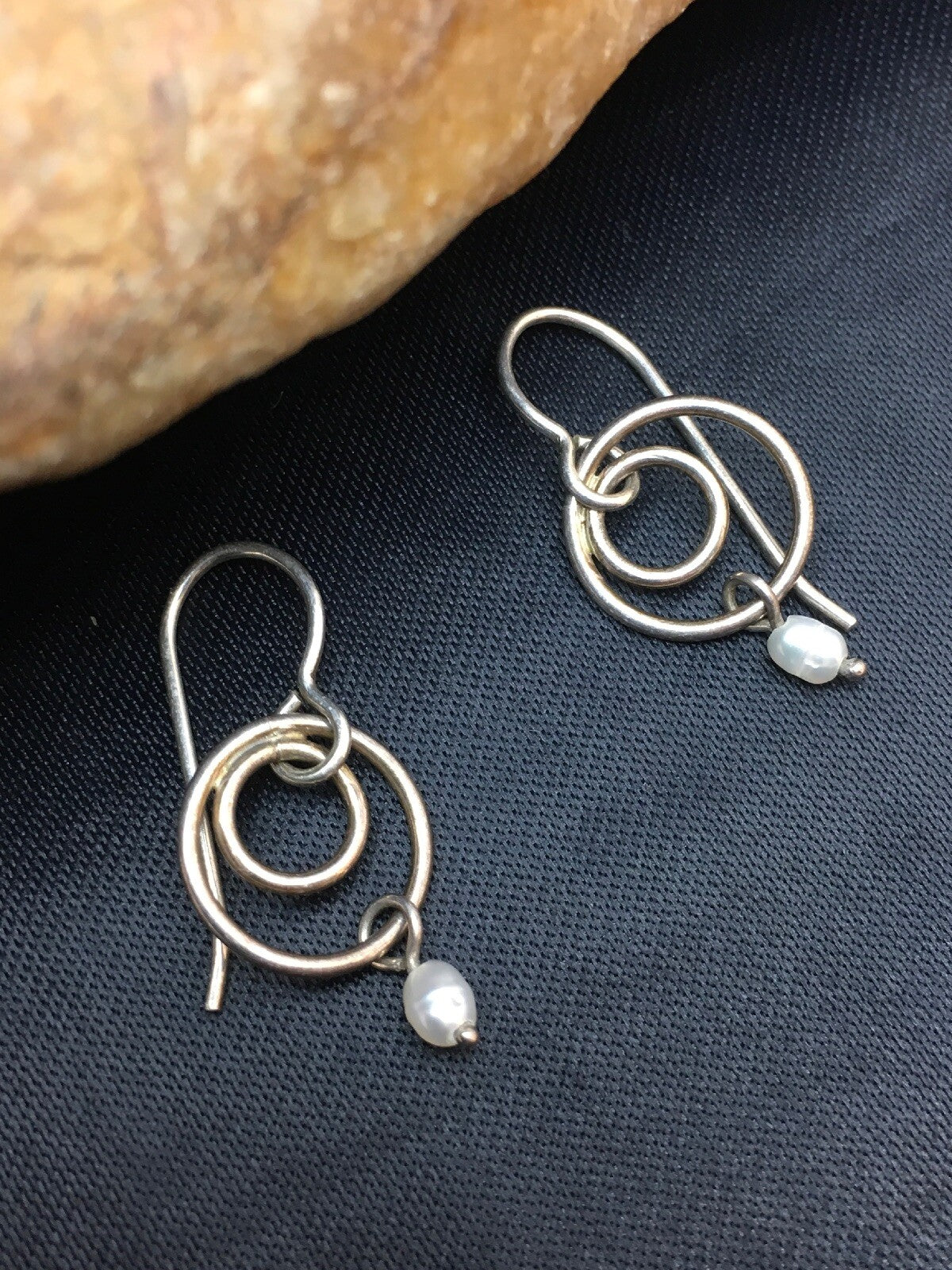 Native Navajo Sterling Silver Turquoise Bead Dangle Bear Paw Earrings 08785