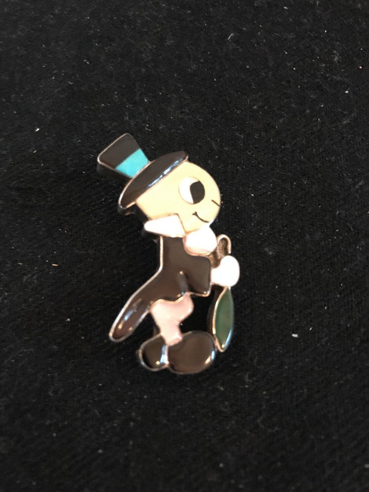 Collectible Zuni Sterling Silver Disney Jiminy Pin Pendant Vintage Old Pawn