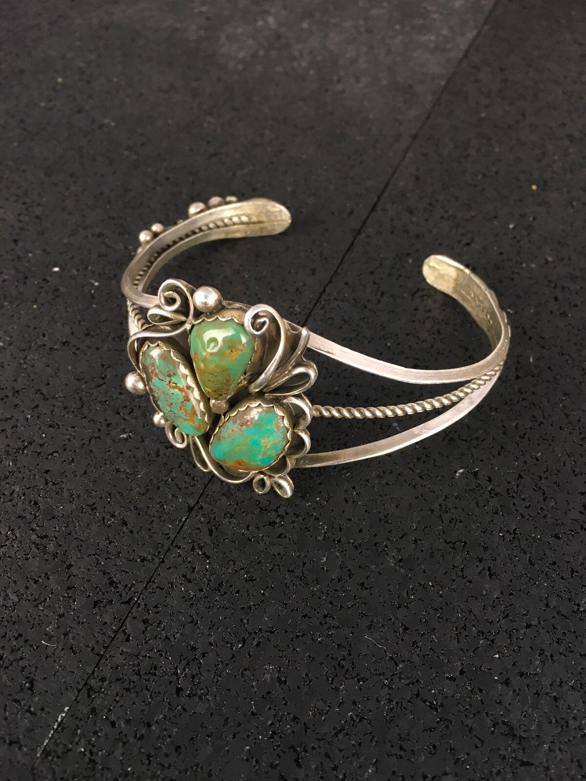 Native American Indian Turquoise Navajo Sterling Silver Bracelet 08845