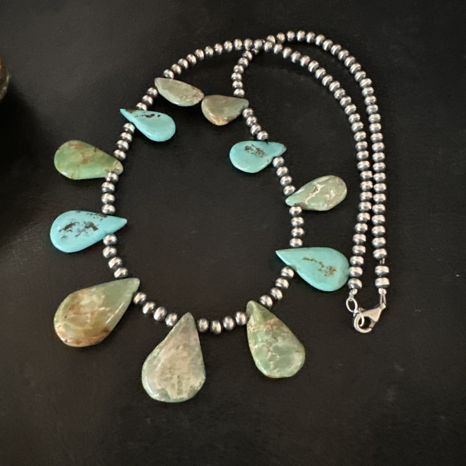 Navajo Pearls Sterling Silver Royston Turquoise 20" Necklace 19232