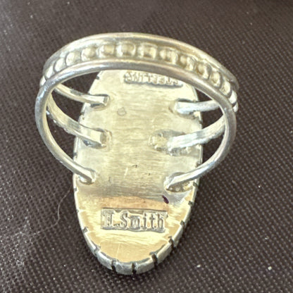 Women Orange Red Spiny Oyster Navajo Sterling Silver Ring Sz 8.5 17798