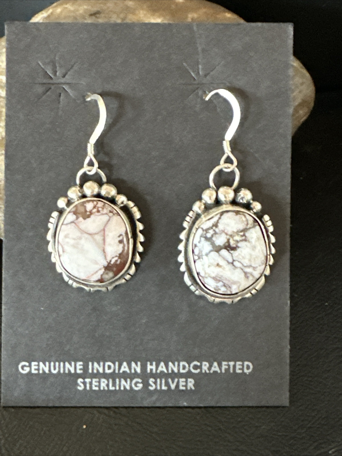 Womens Wild Horse Turquoise Navajo Sterling Silver Dangle Earrings 17706
