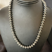 Beads 8mm Rondelle Flat Beads Necklace 19" | Sterling Silver | Authentic Native American Handmade | 18832