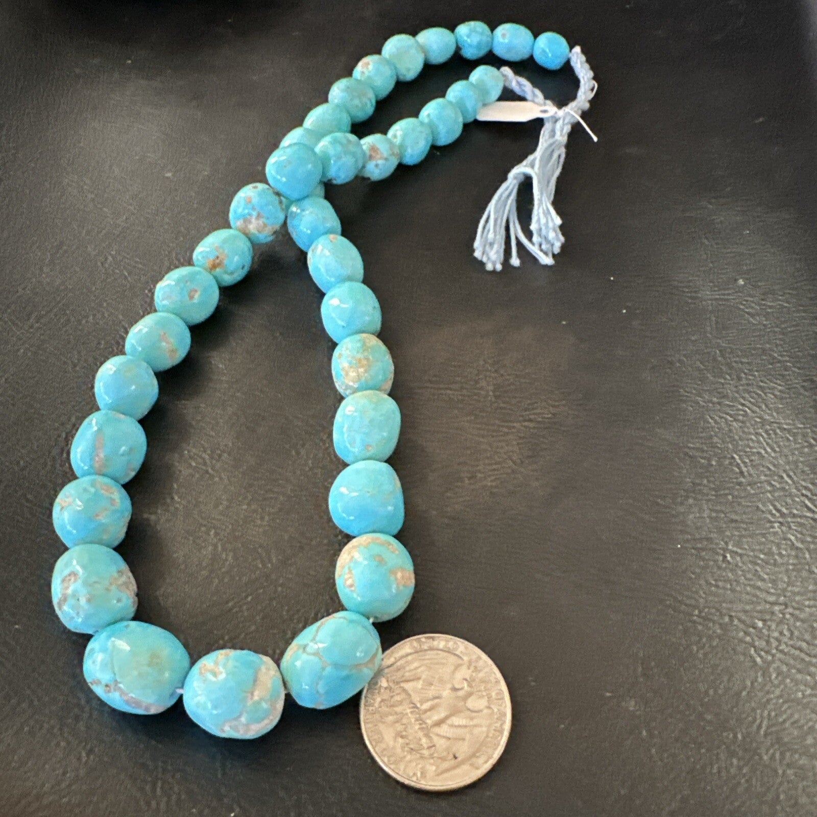 Authentic Blue Sleeping Beauty Graduated Turquoise Nugget Strand 19” 18590