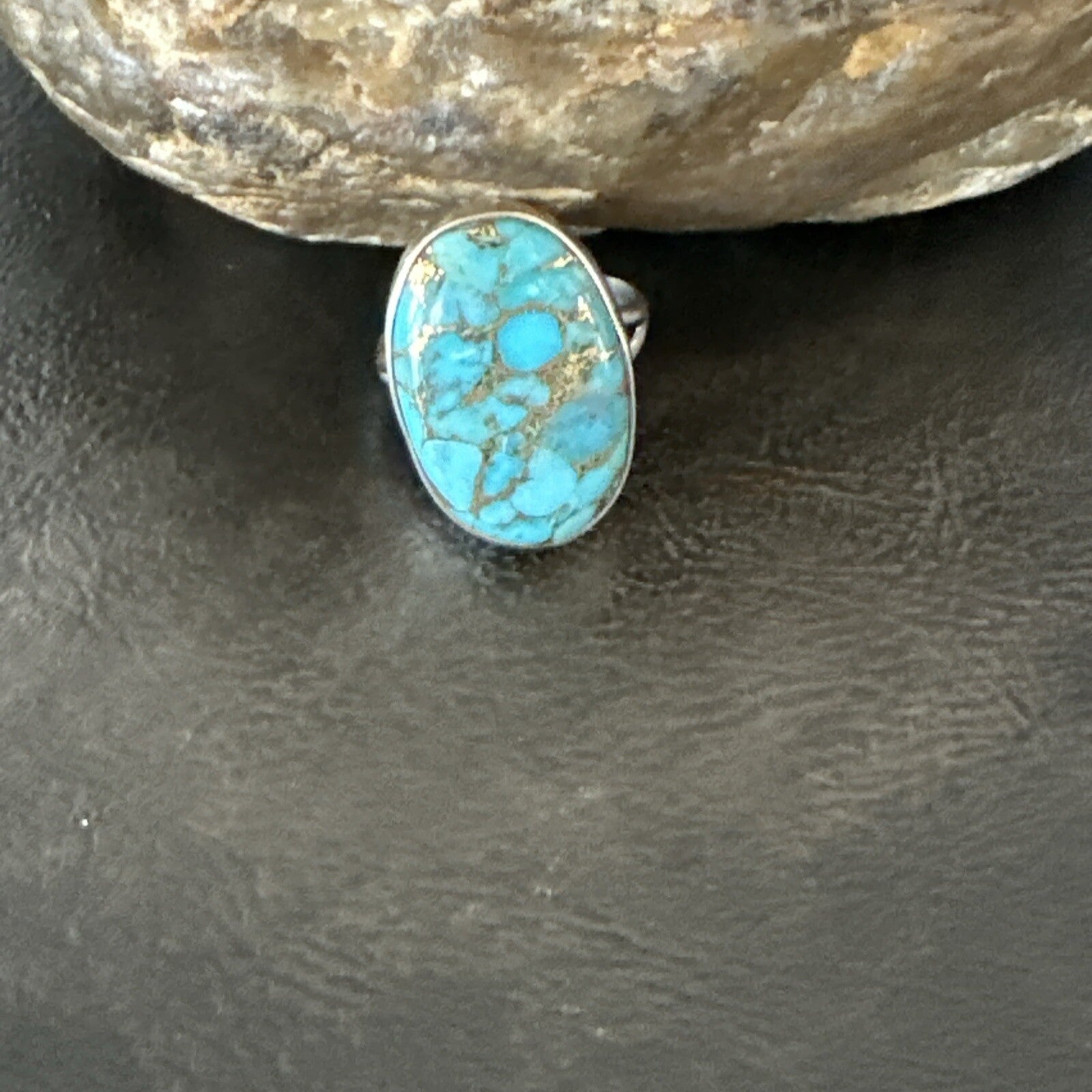 Mohave Native Navajo Sterling Silver Blue Turquoise Ring Sz 7 18242