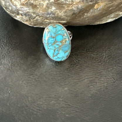 Mohave Native Navajo Sterling Silver Blue Turquoise Ring Sz 7 18242