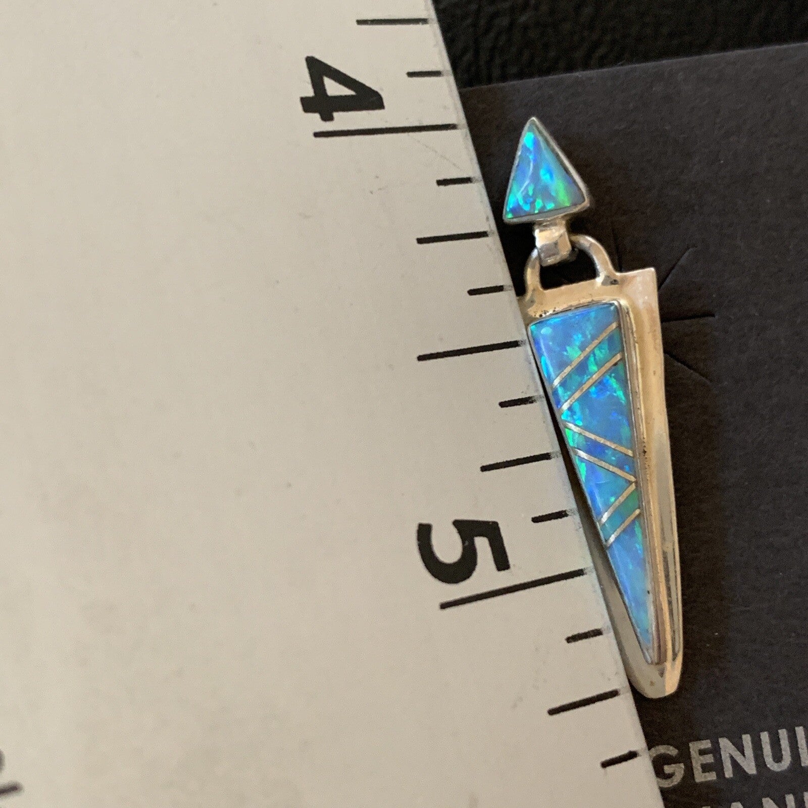 Native Womens Blue Opal Inlay Navajo Sterling Silver Dangle Earrings 12777