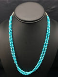 Blue Turquoise Faceted Bead 2 Strand Navajo Liquid Necklace | Sterling Silver | Authentic Native American Handmade | 04368