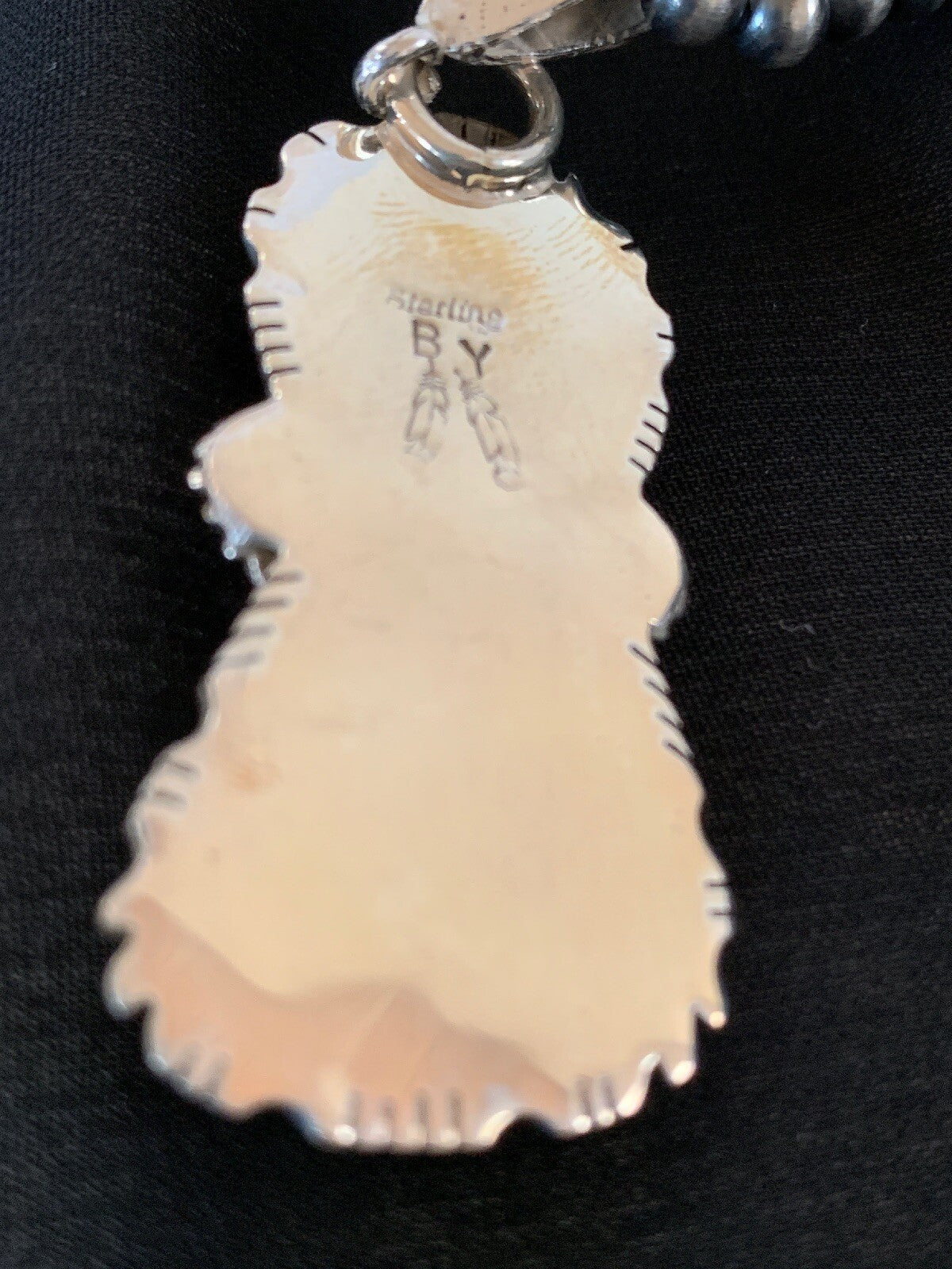 Kingman Turquoise & Coral Pendant Navajo Sterling Silver Necklace 02534