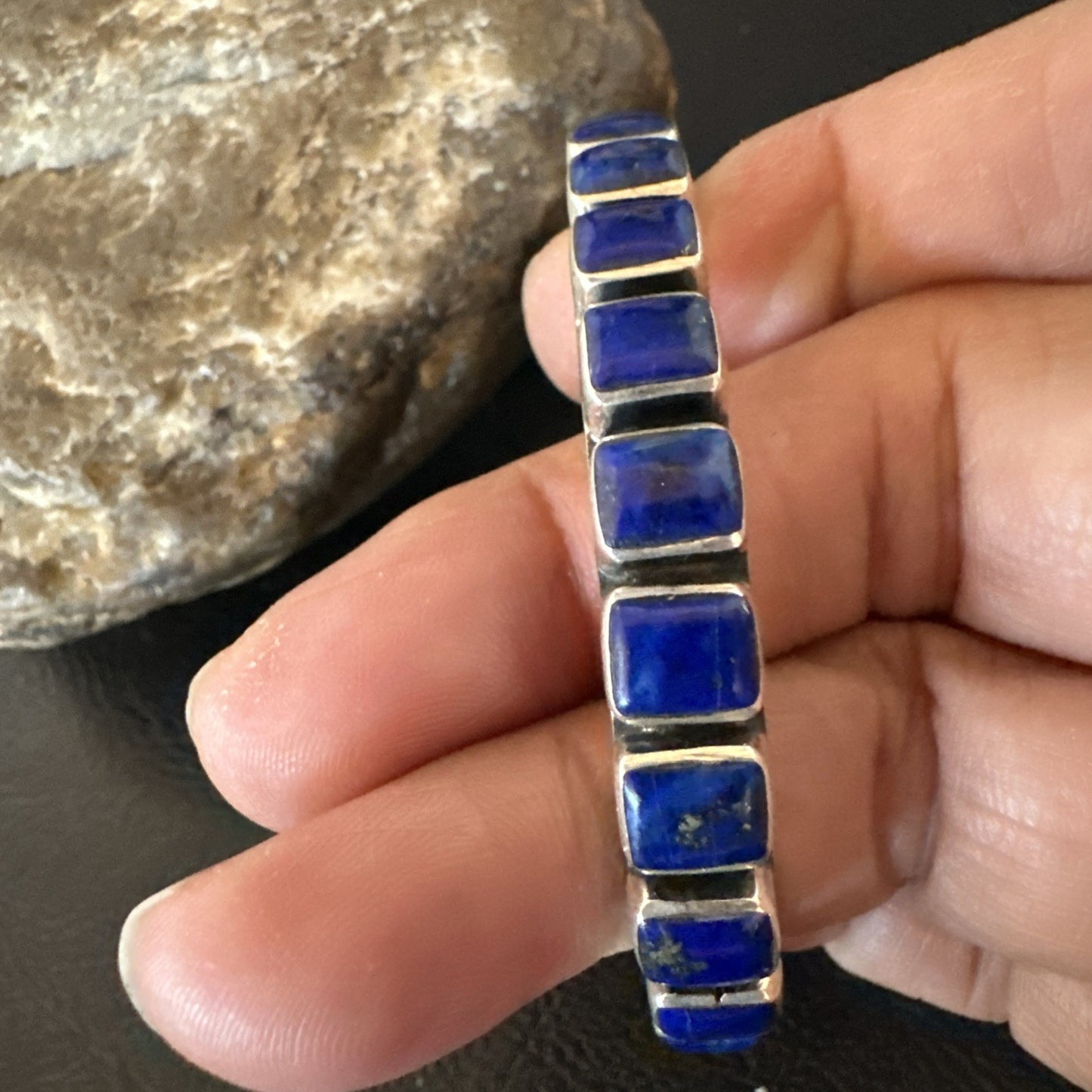 Men WoMens Blue Lapis Lazuli Navajo Sterling Silver Cuff Bracelet 19073
