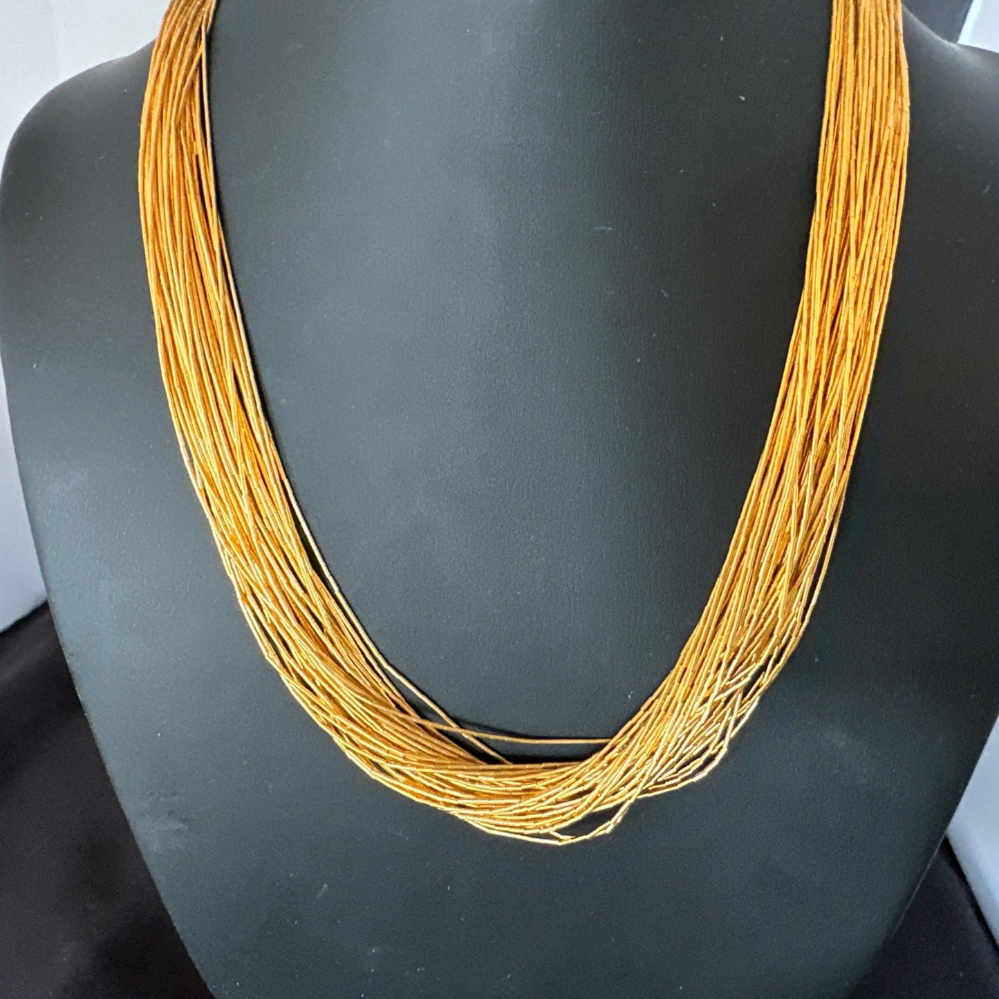 Gold Filled Heishi Tubes 40 Strand 18” Liquid Sterling Silver Necklace 19360