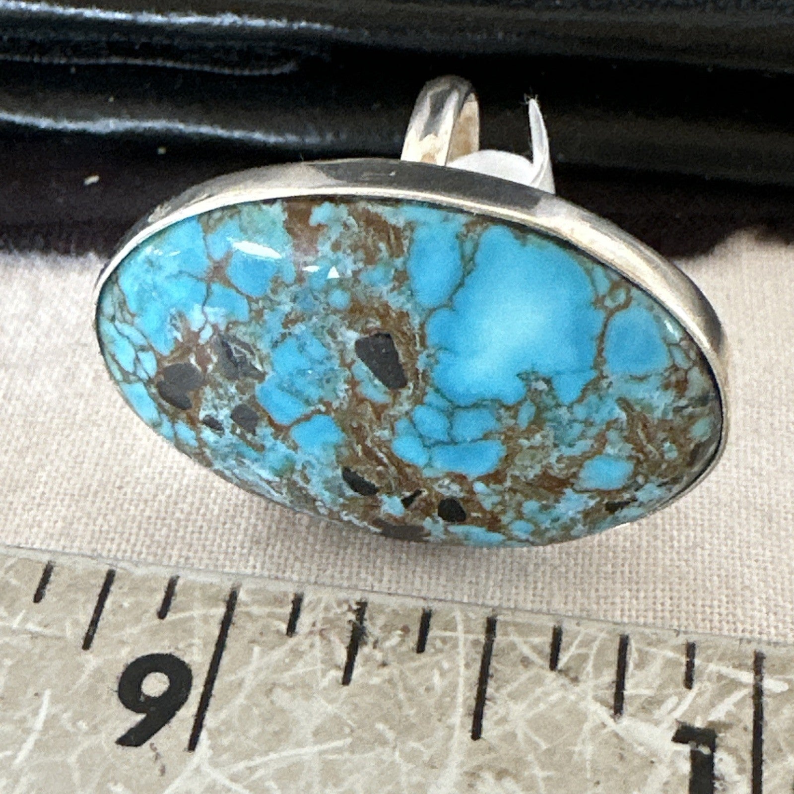 Blue Turquoise#8 Southwestern Sterling Silver Ring Size 7 19738