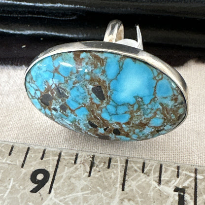 Blue Turquoise#8 Southwestern Sterling Silver Ring Size 7 19738