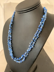 Blue Lapis Bead Liquid Heishi 2 Strands Tubes Necklace | Sterling Silver | Authentic Native American Handmade | 00851