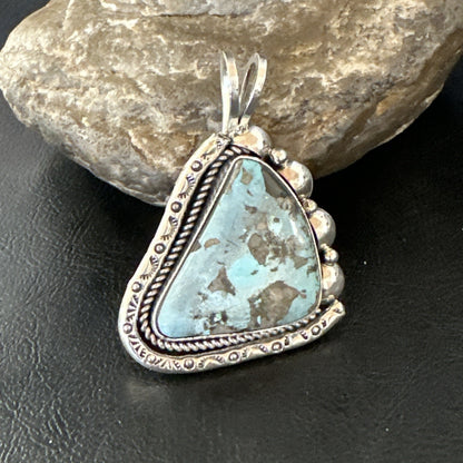 Men Women Blue Turquoise Pendant Navajo Sterling Yazzie 19527
