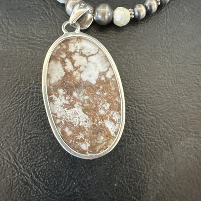 Mens Womens Wild Horse Turquoise Pendant Navajo Sterling Silver Necklace 19571