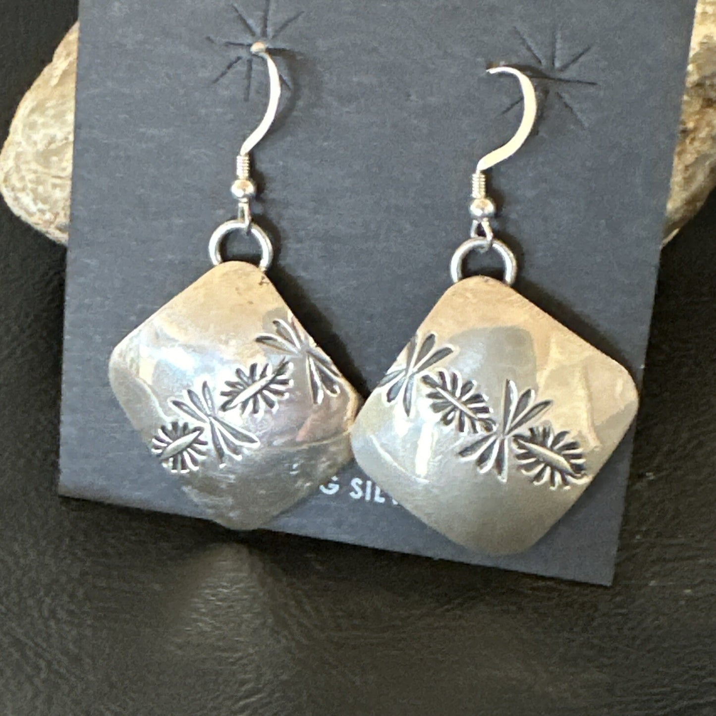 Native American Indian Navajo Stamped Sterling Silver Earrings Set 4754