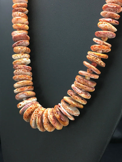 Orange Spiny Oyster Navajo Indian Sterling Silver Necklace 02909