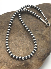 Children's Navajo 5mm Beads Necklace 12" | Sterling Silver | Authentic Native American Handmade