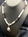 Purple Stone Howlite Bead Navajo Necklace | Sterling Silver | Authentic Native American Handmade | 04606