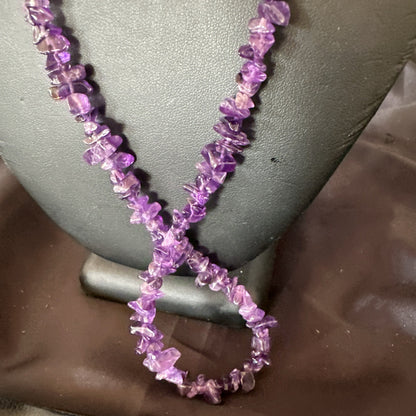 Purple Amethyst Southwestern Nugget Bead Sterling Silver Necklace 27” 19017