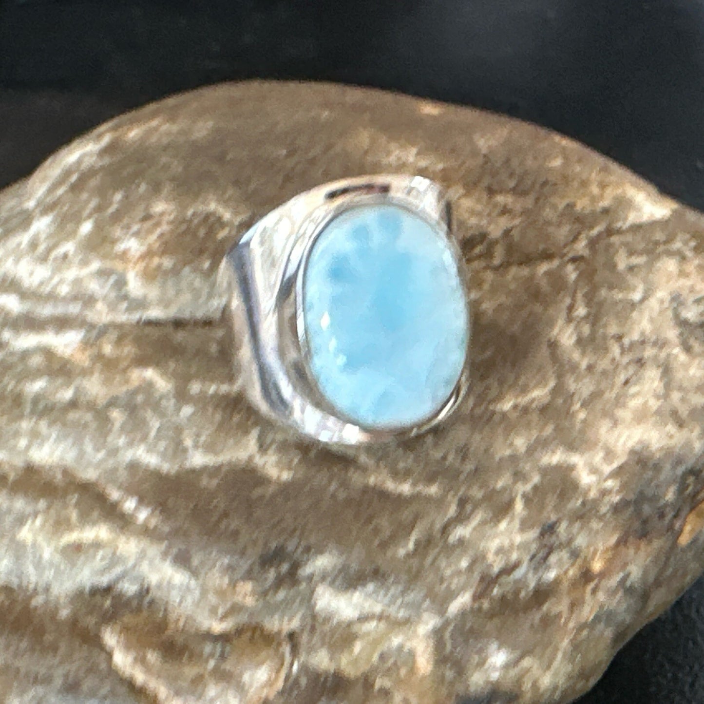 Womens Blue Larimar Navajo Sterling Silver Ring Size 8 17670