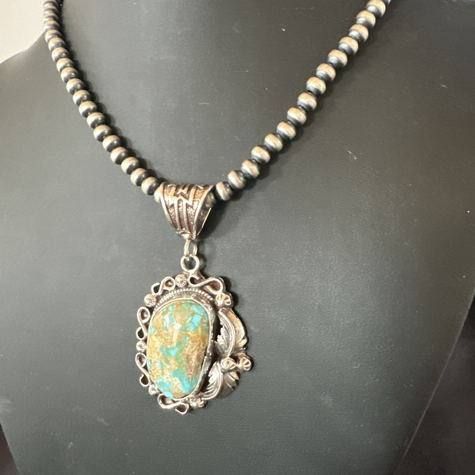 WoMens Navajo Pearls Sterling Silver Royston Turquoise Necklace Pendant 19362