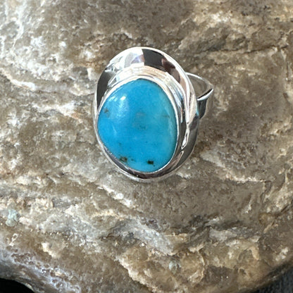 Southwestern Sterling Silver Blue Kingman Turquoise Ring Size 7 18503