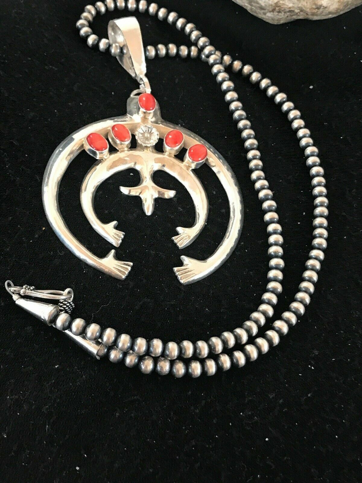 Spiny Oyster Pendant Navajo Sterling Silver Squash Blossom Necklace 01209