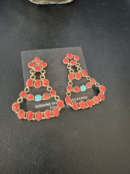 Womens Chandelier Opal Spiny Oyster Brass Dangle Earrings 14940