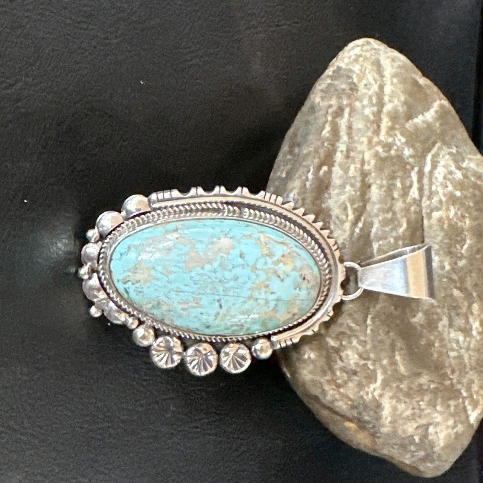 XL Men Women Blue Royston Turquoise Pendant Navajo Sterling Yazzie 19524