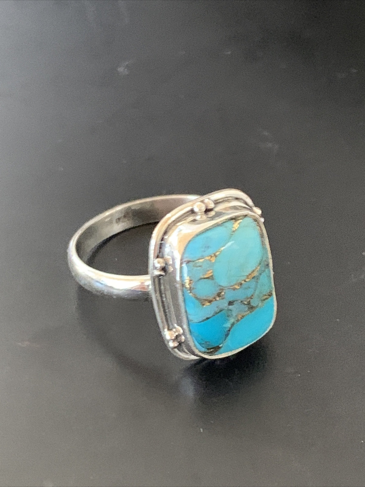 Native Mohave Navajo Sterling Silver Blue Turquoise Ring Size 7 11422