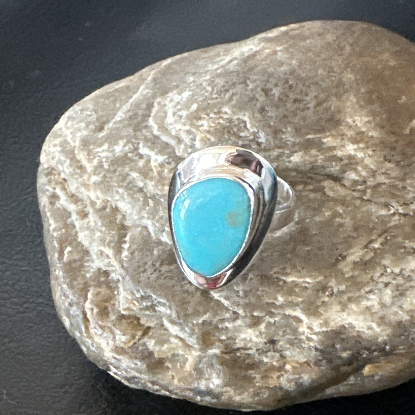 Southwestern Sterling Silver Blue Kingman Turquoise Ring Size 9 18529