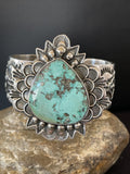 Men's Navajo Handmade Turquoise Cuff Bracelet | Sterling Silver | Authentic Native American Handmade | 1289