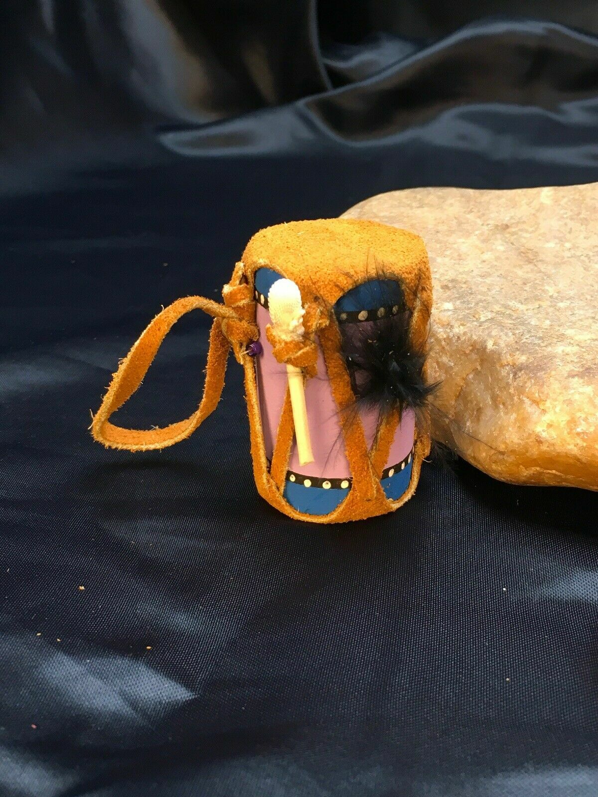 Leather Drum Model 2" Southwestern Car Charm Mirror Dangler 08924