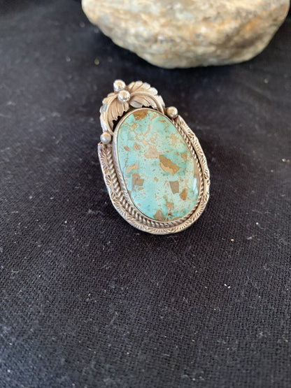 Mens Navajo Sterling Silver Blue Green Royston Turquoise Ring Size 9 19286