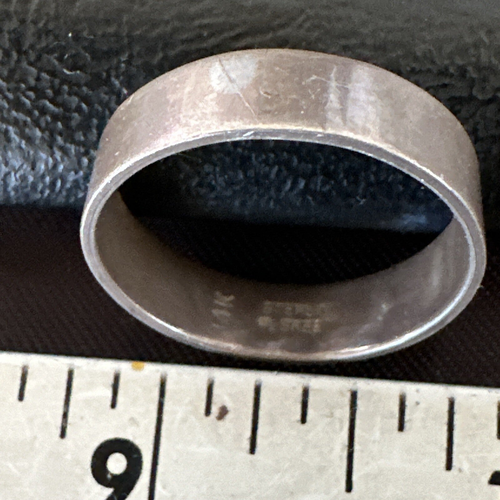 Mens Wedding Band Navajo Stamped 14K Gold Sterling Silver Ring Sz 12 17968