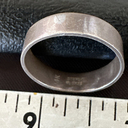 Mens Wedding Band Navajo Stamped 14K Gold Sterling Silver Ring Sz 12 17968