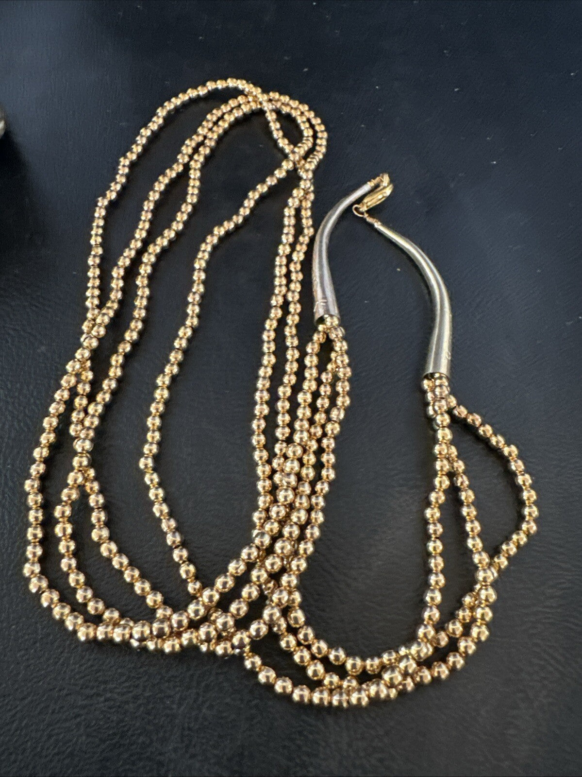 Gold Filled 3 Strand Bead Sterling Silver Necklace 24” 18647