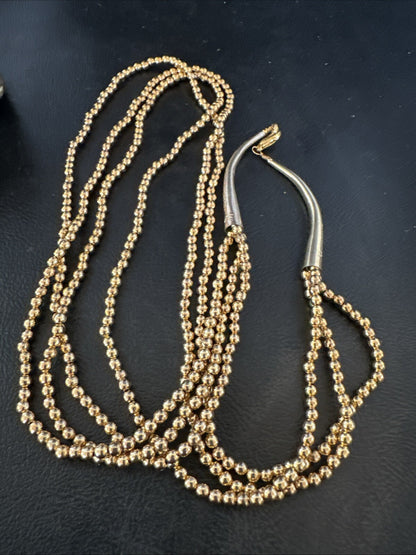 Gold Filled 3 Strand Bead Sterling Silver Necklace 24” 18647